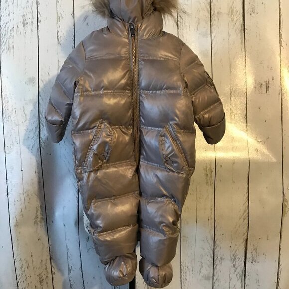 BOMBOOGIE Authentic Designer baby snow suit, pure down, REAL FUR 9-12 months